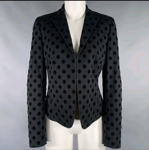 Akris Punto Black Velvet Polka Dot Blazer Jacket Size 10 - Picture 2 of 16